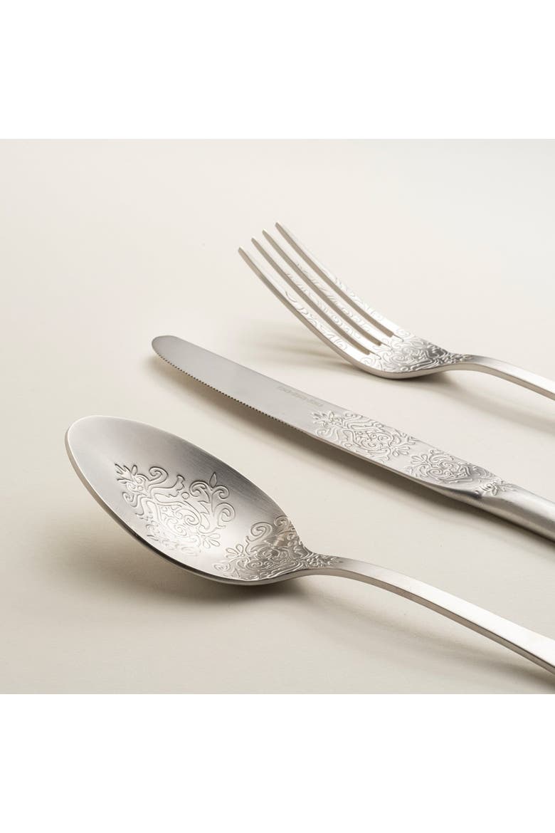 Dume Patterned Stainless Steel Dessert Fork Set of 4, Alternate, color, Silver