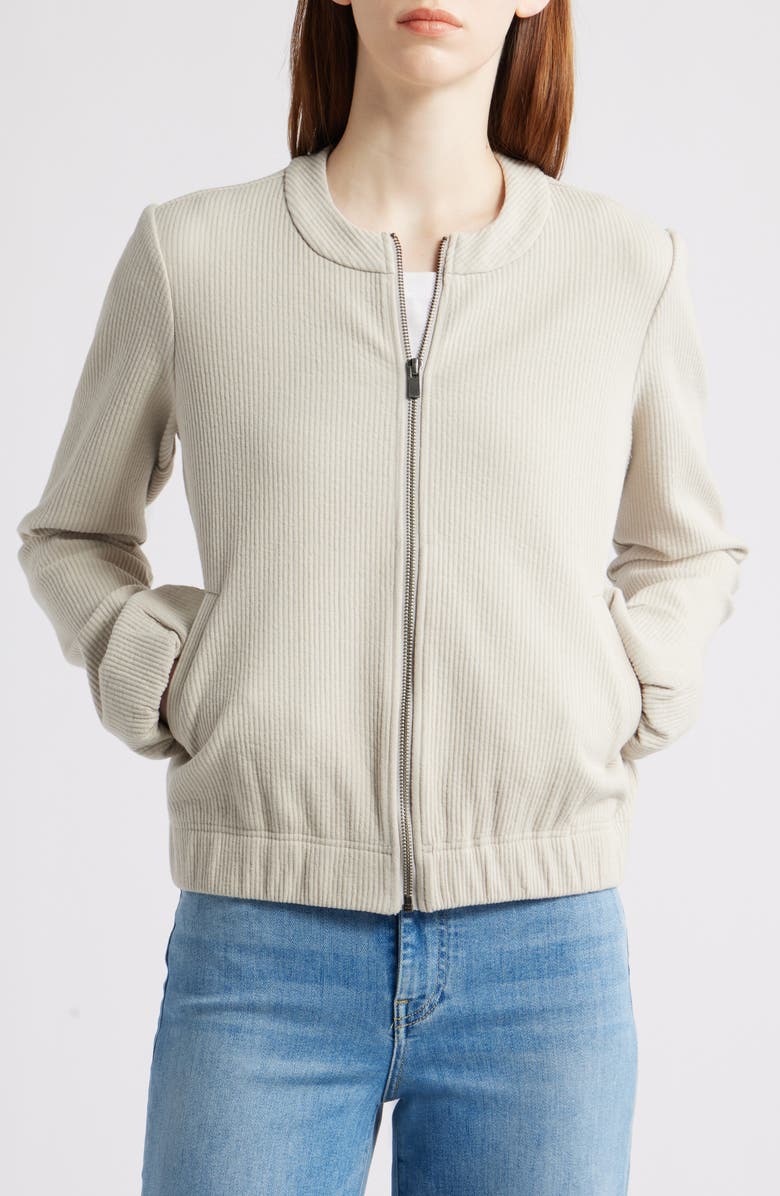 NIC+ZOE Cord Knit Bomber Jacket, Alternate, color, Sandstone