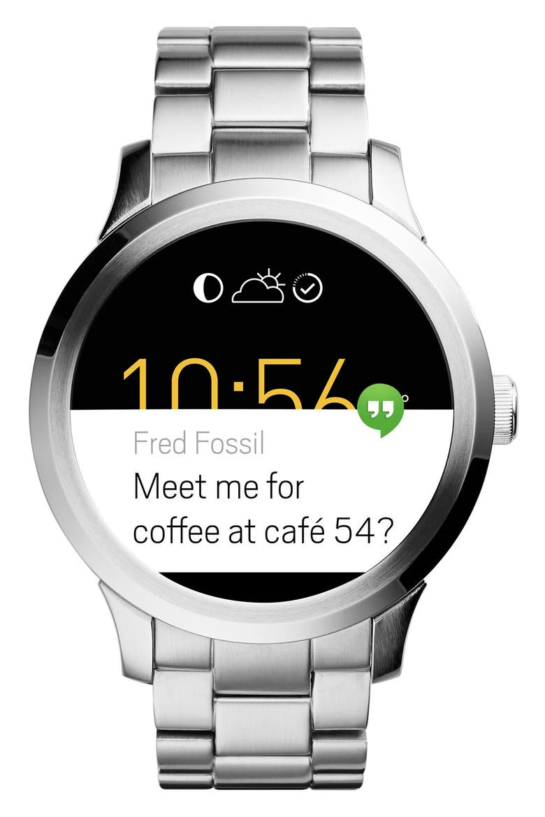 Fossil 'Fossil Q - Founder' Round Bracelet Smart Watch, 47mm, Alternate, color, SILVER/ BLACK