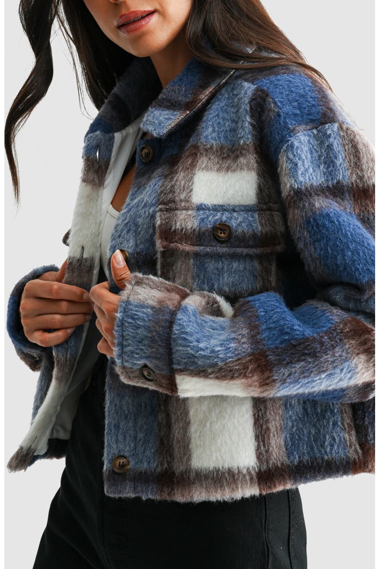 Plaid Cropped Jacket, Alternate, color, BLUE IVORY PLAID