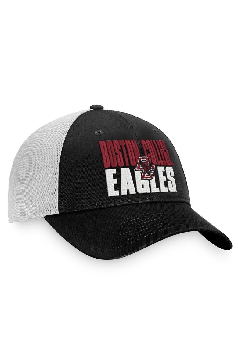 Men's Top of the World Black/White Boston College Eagles Stockpile Trucker Snapback Hat, Alternate, color, Black