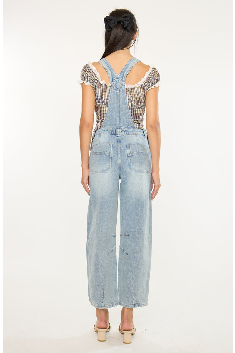 Aide Barrel Leg Denim Overalls, Alternate, color, Medium Light Wash