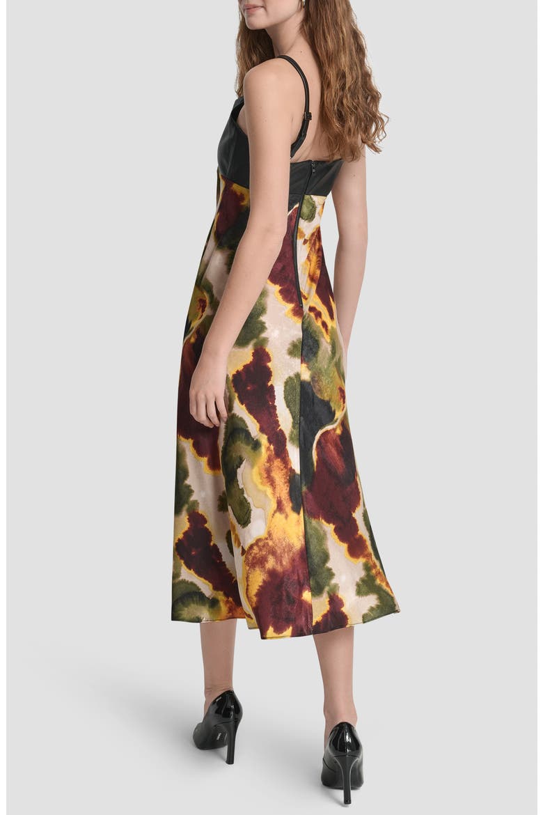 Faux Leather Mixed Media Midi Dress, Alternate, color, INK DIFFUSION