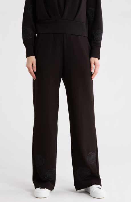 T Tahari Rose Embroidered Scuba Knit Pants