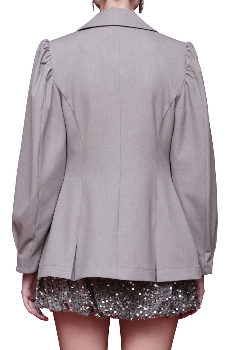 Double Breasted Puff Shoulder Blazer, Alternate, color, LIGHT GREY