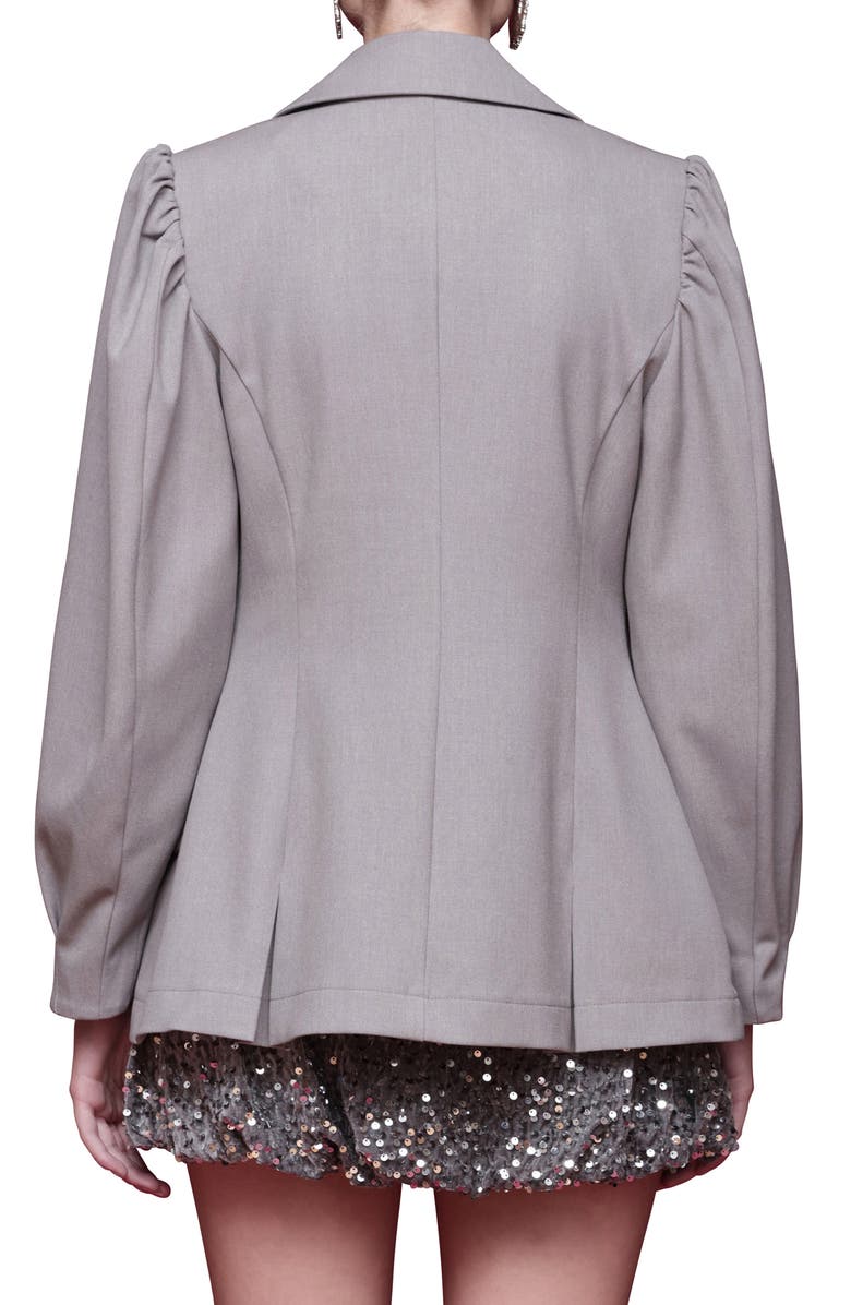 Avec Les Filles Double Breasted Puff Shoulder Blazer, Alternate, color, Light Grey