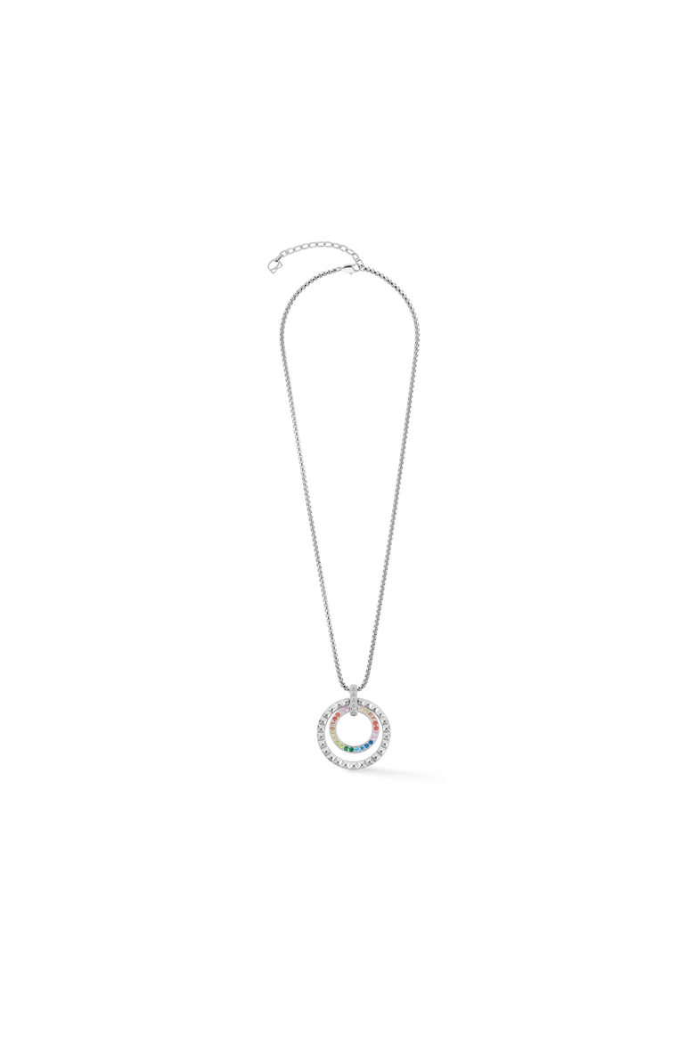 Necklace Circle Duo, Main, color, Multicolor Silver