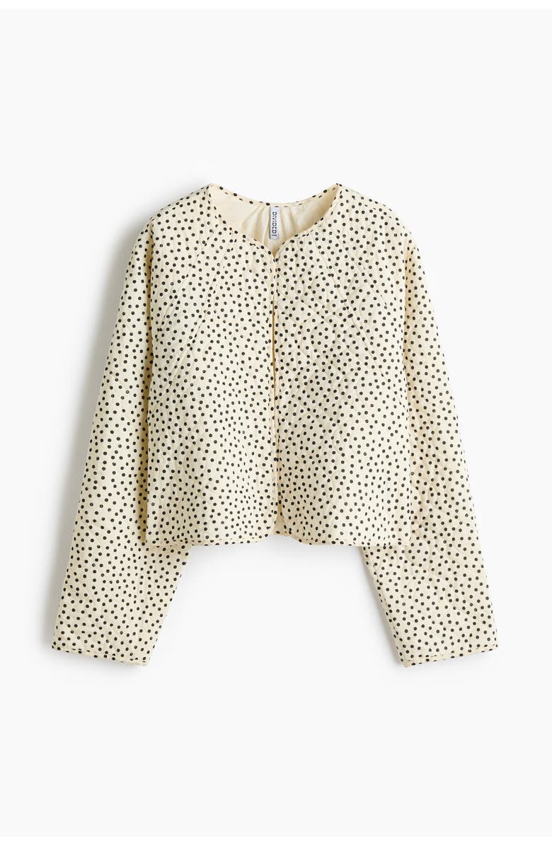 H&M Oversized Quilted Jacket, Main, color, Light Yellow/Dotted