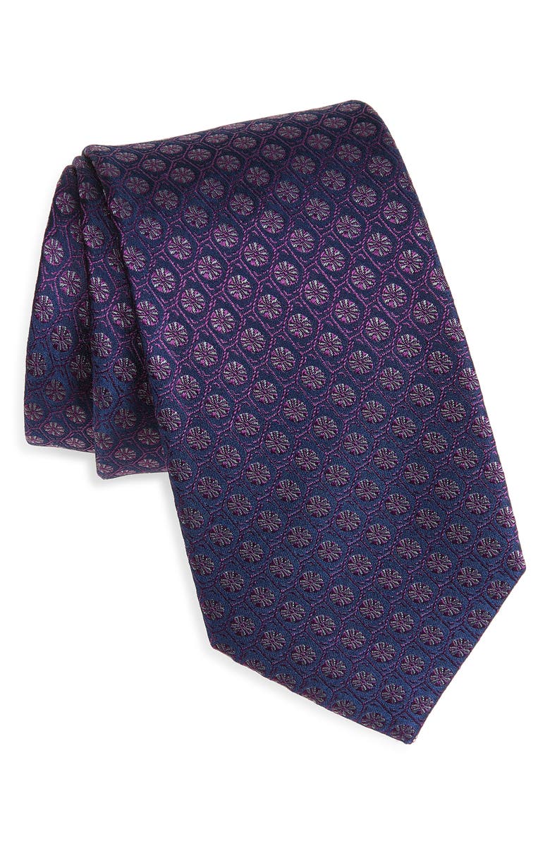 Duchamp Silk Medallion Tie, Main, color, Purple