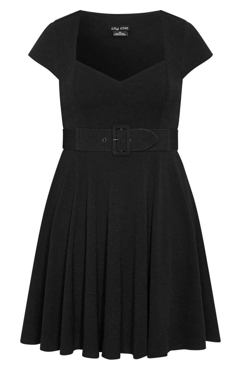 City Chic Imani Belted Fit & Flare Midi Dress, Alternate, color,