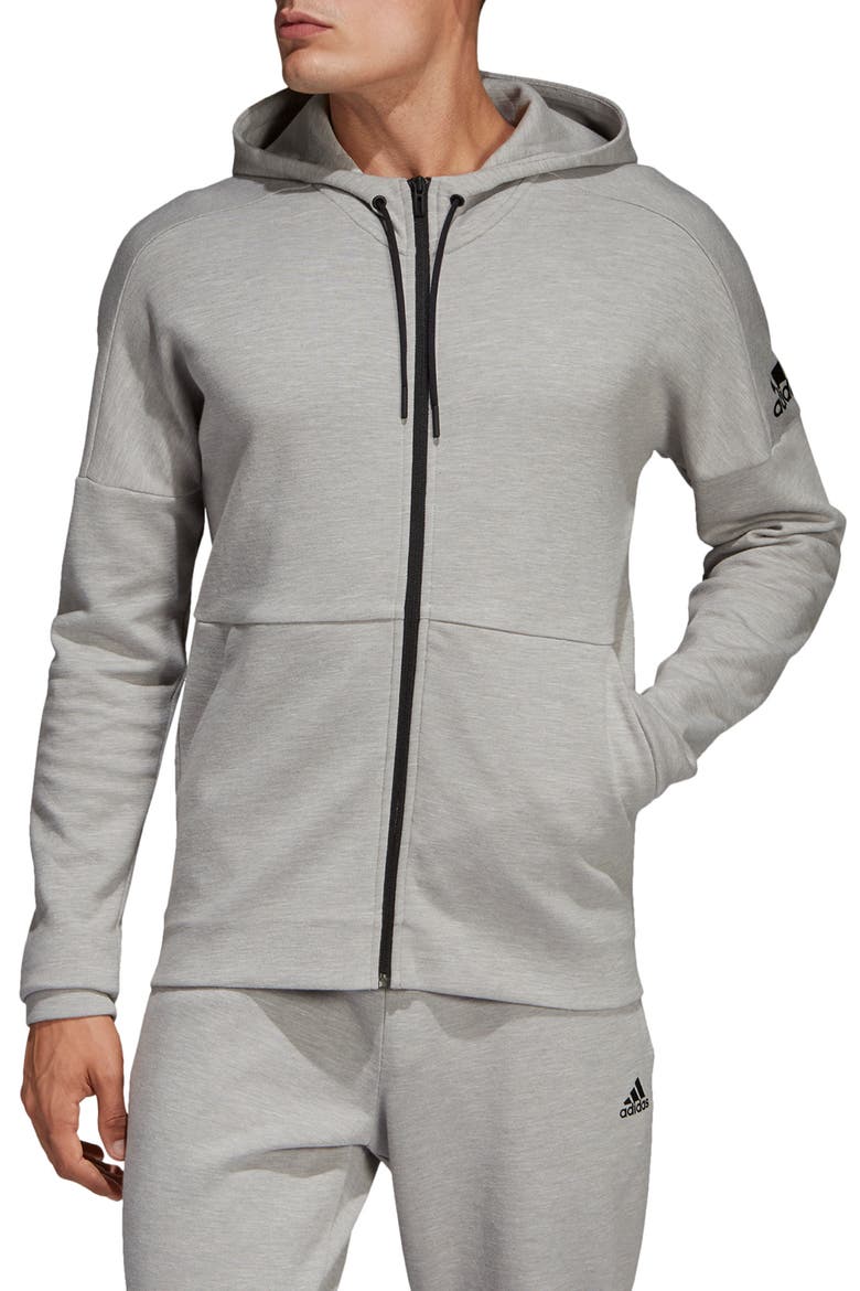 ID Stadium Zip Hoodie, Main, color, SOLID GREY/ RAW WHITE