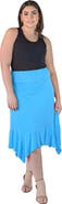 24seven Comfort Apparel Handkerchief Hem Jersey Midi Skirt