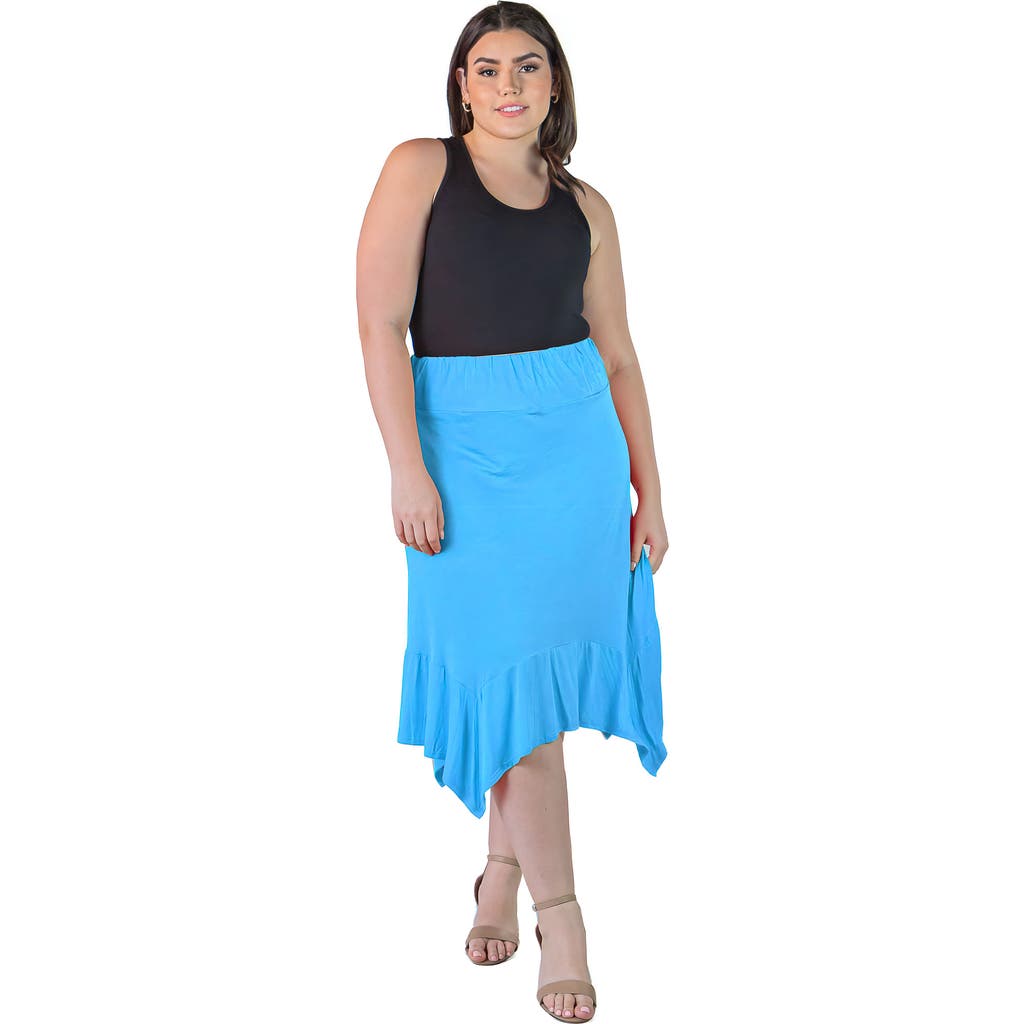 24seven Comfort Apparel Plus Size Elastic Waist Handkerchief Skirt In Green