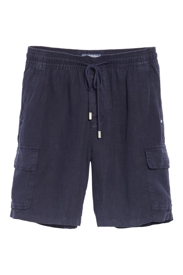 Men's Linen Bermuda Cargo Pockets Shorts, Alternate, color, BLUE