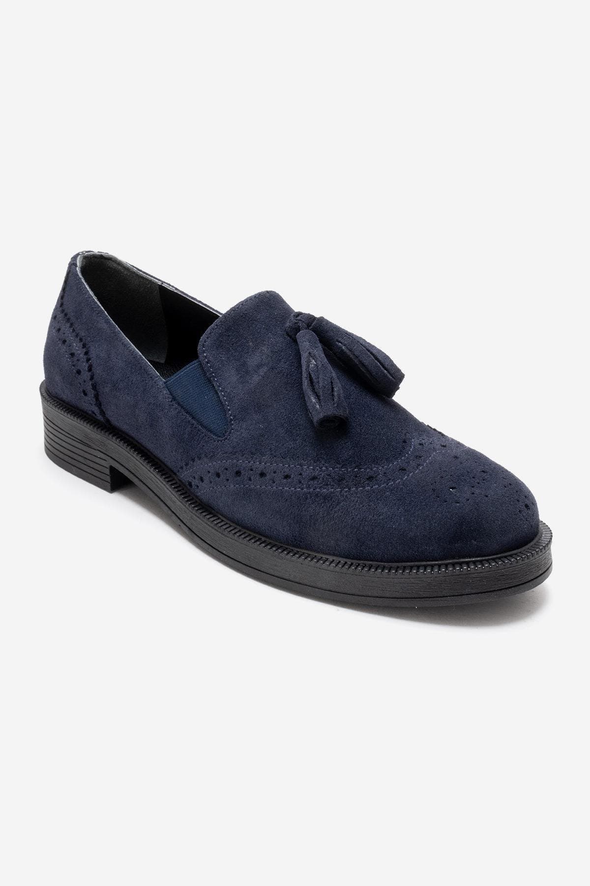 Navy Suede Leather