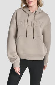DKNY Embossed Logo Scuba Knit Hoodie