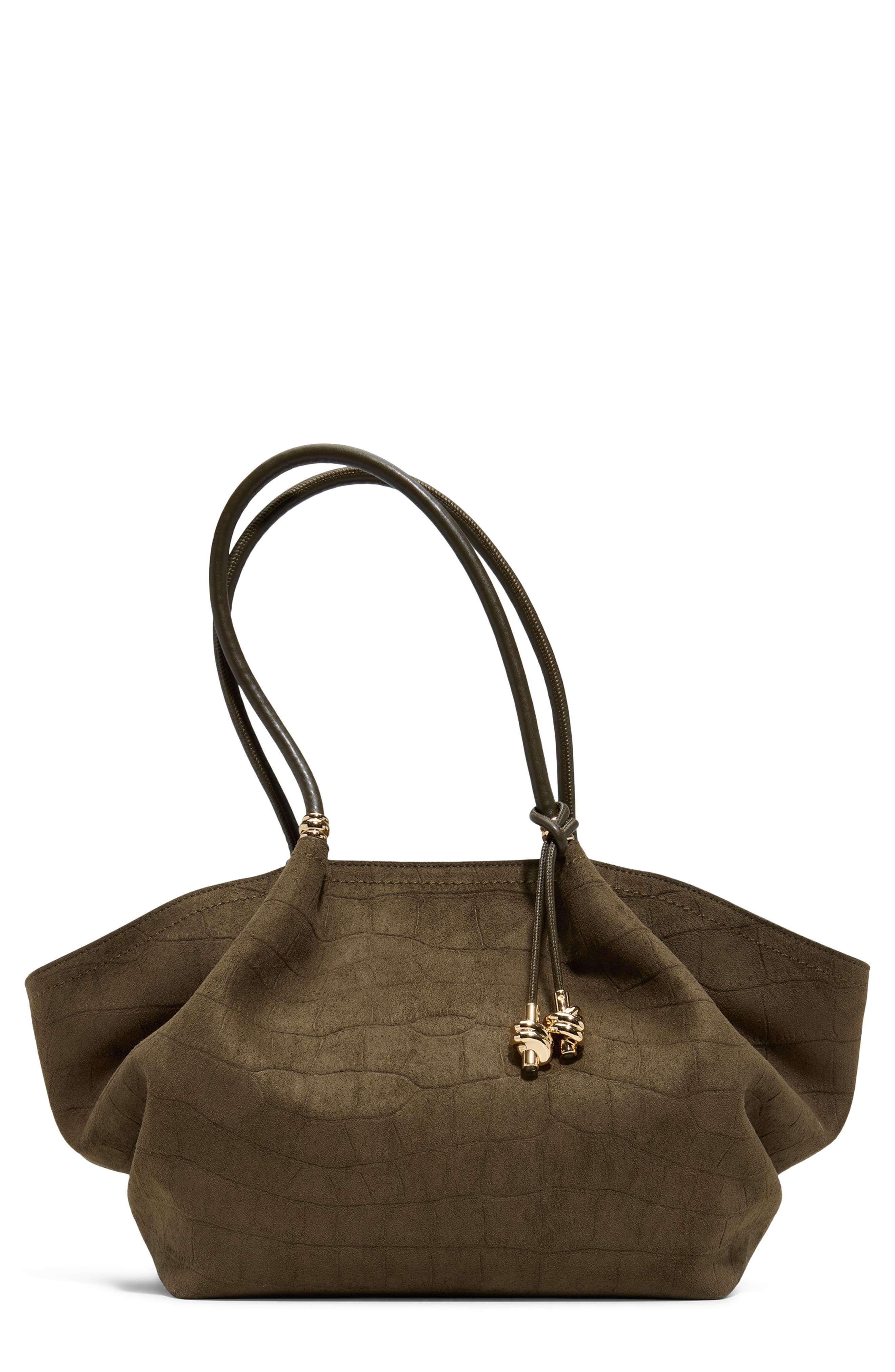Braelynex Faux Leather Tote, Main, color, KHAKI