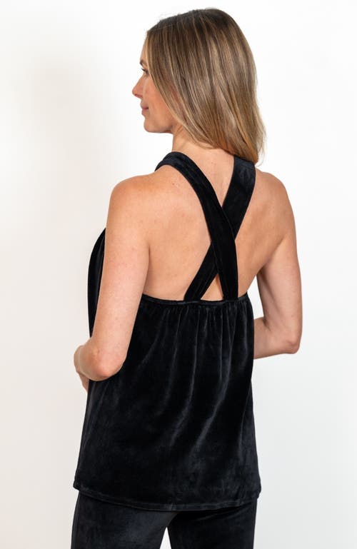 Jjwinks Cosmo Built-in Shelf Velour Holiday Halter Top In Black