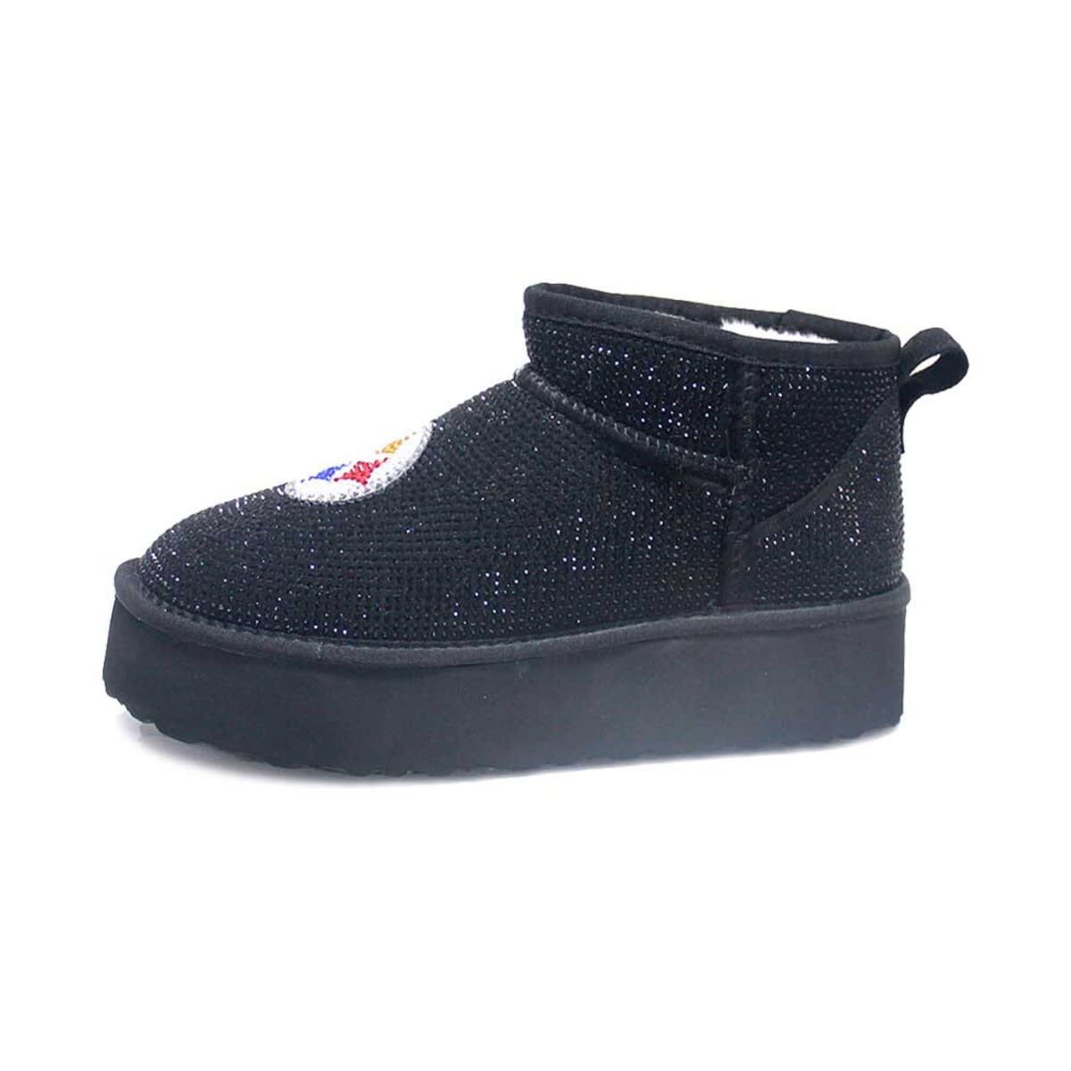 CUCE Women's Cuce Black Pittsburgh Steelers Crystal Platform Boots, Alternate, color, 