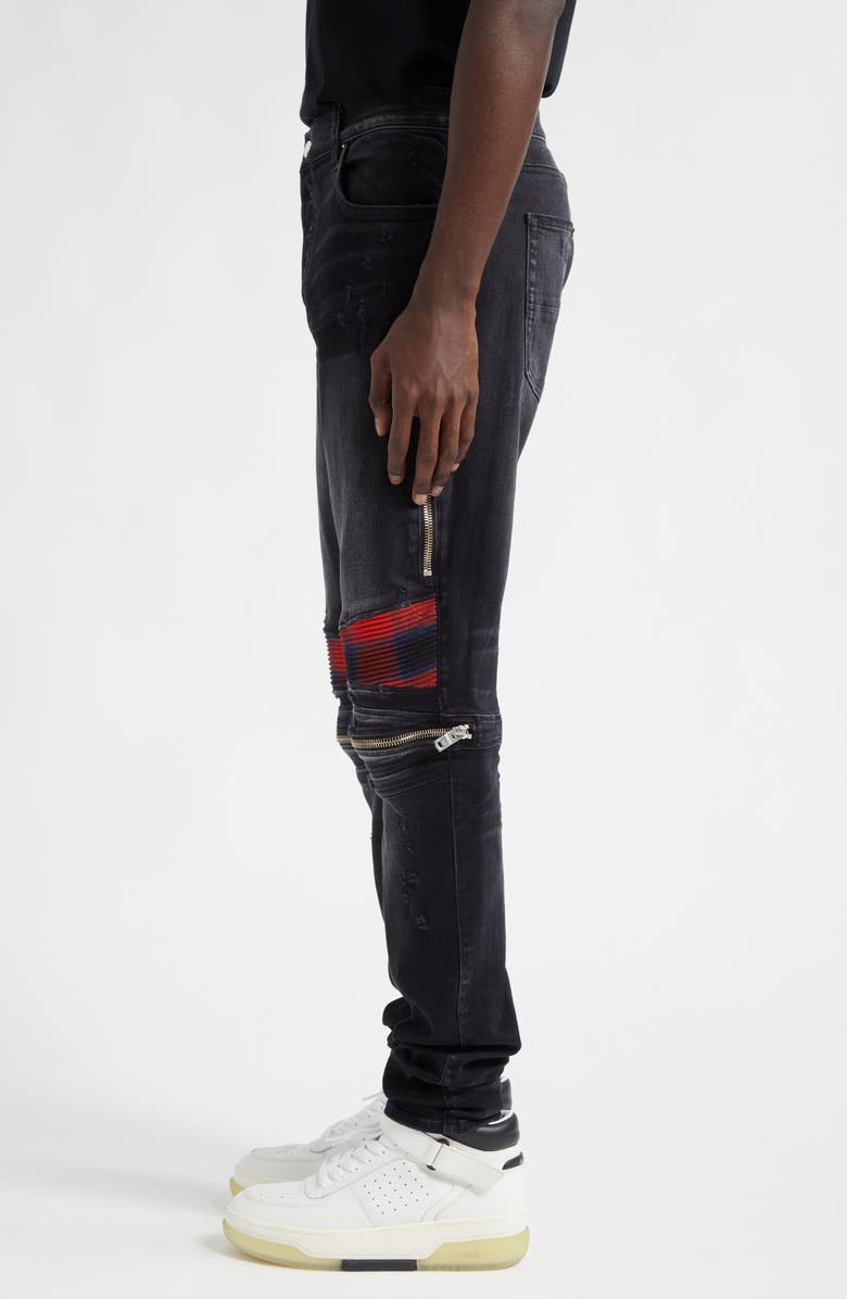 AMIRI MX2 Plaid Patch Skinny Jeans, Alternate, color, 