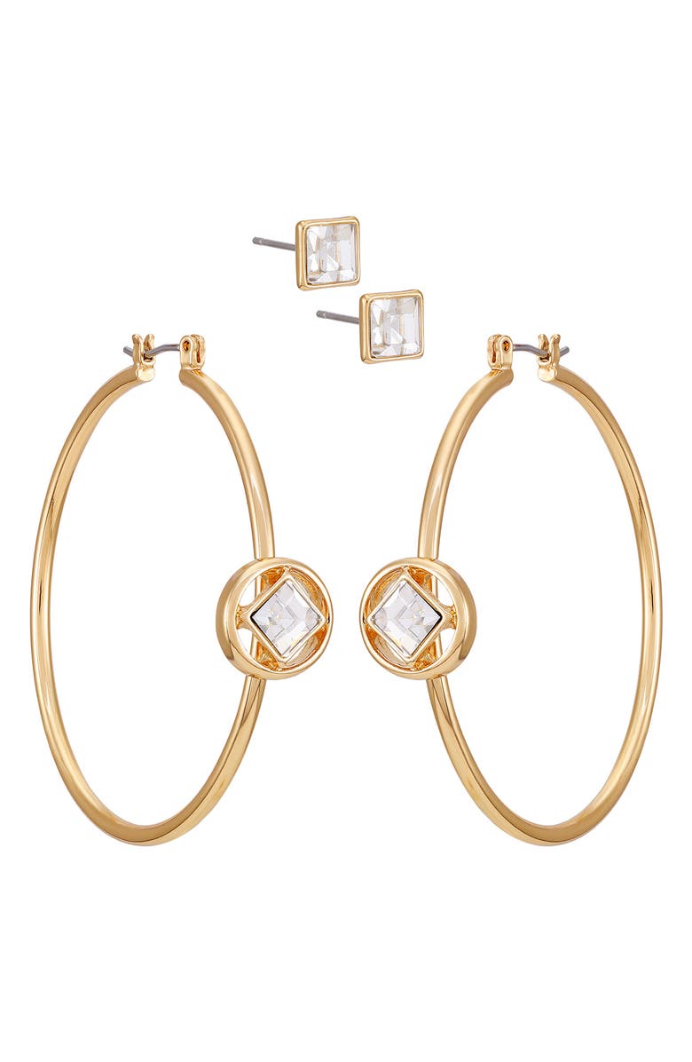 Vince Camuto Set of Two Stud & Hoop Earrings, Alternate, color, Gold