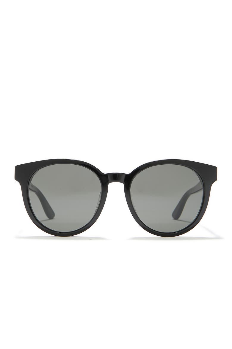 Round 56mm Sunglasses, Alternate, color, SHINY BLACK