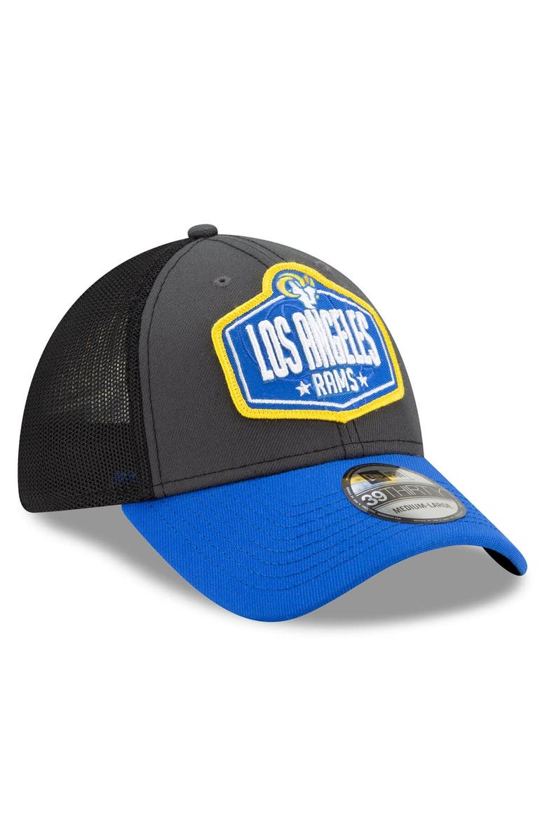 New Era Men's New Era Graphite/Royal Los Angeles Rams 2021 NFL Draft Trucker 39THIRTY Flex Hat, Alternate, color, Graphite