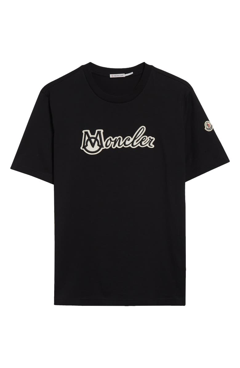 Moncler Logo Embroidered Cotton T-Shirt, Alternate, color, Black
