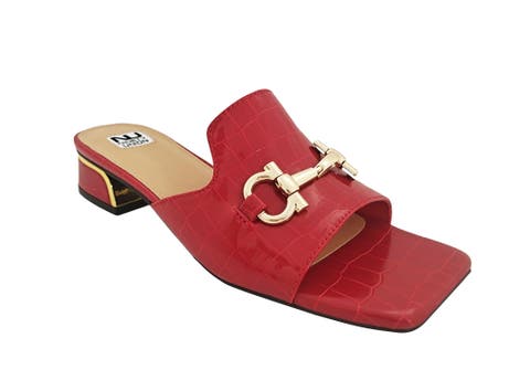 Open toes, metal trim heel slide