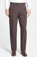 Berle Self Sizer Waist Plain Weave Pleated Washable Trousers
