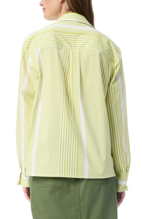 Do By Dee Ocleppo Noelle Stripe Cotton Button-up Shirt In Apple Green- Shirting Stripe