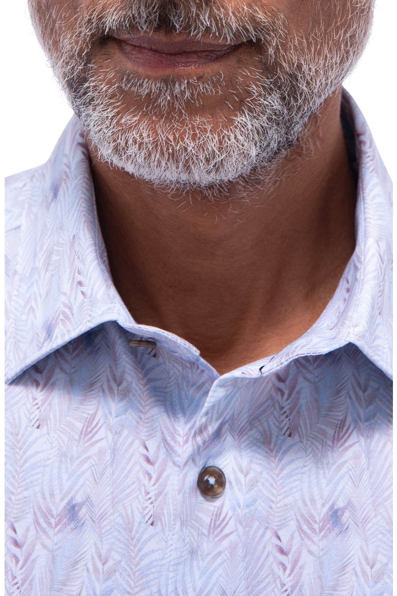 Miles OoohCotton® Leaf Print Short Sleeve Button-Up Shirt, Alternate, color, AIR BLUE