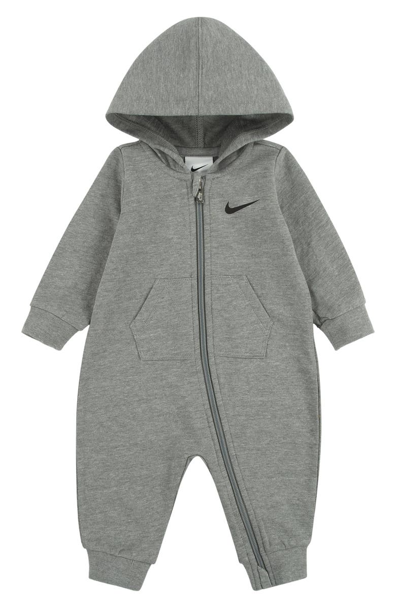 Nike Hooded French Terry Romper, Main, color, Dark Grey Heather