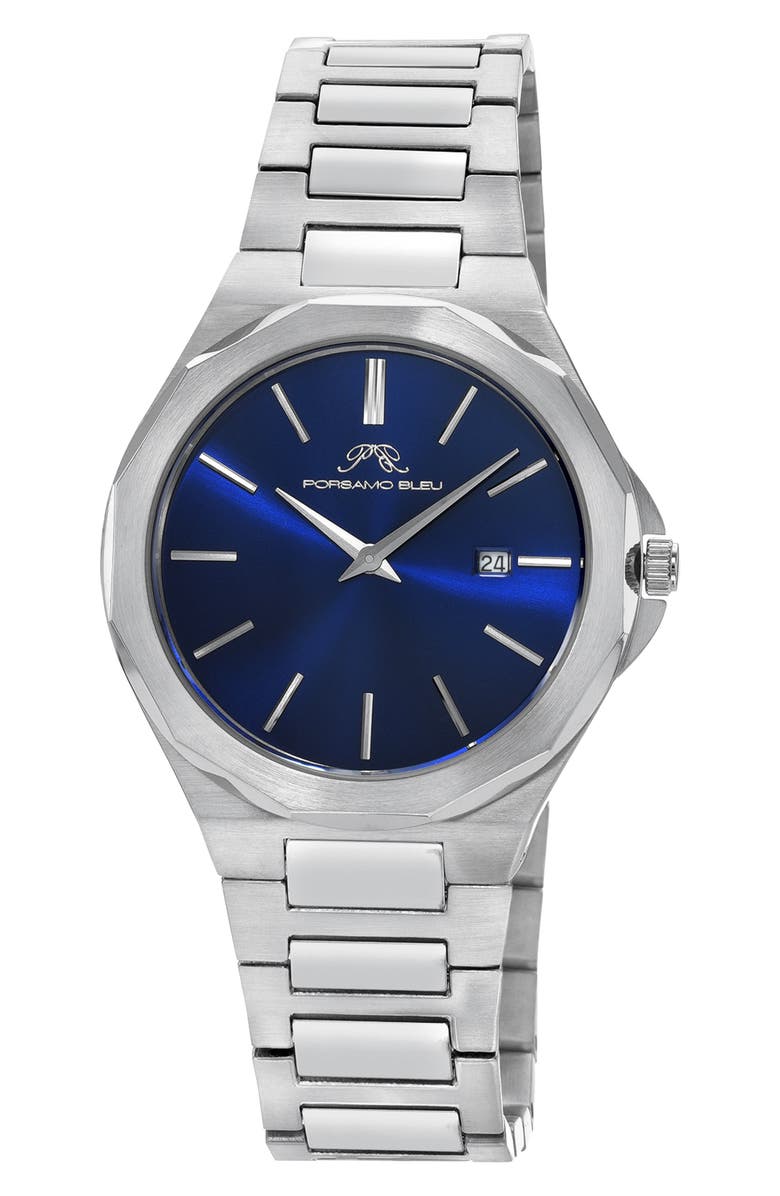 PORSAMO BLEU Alexander Bracelet Strap Watch, 41mm, Main, color, Silver