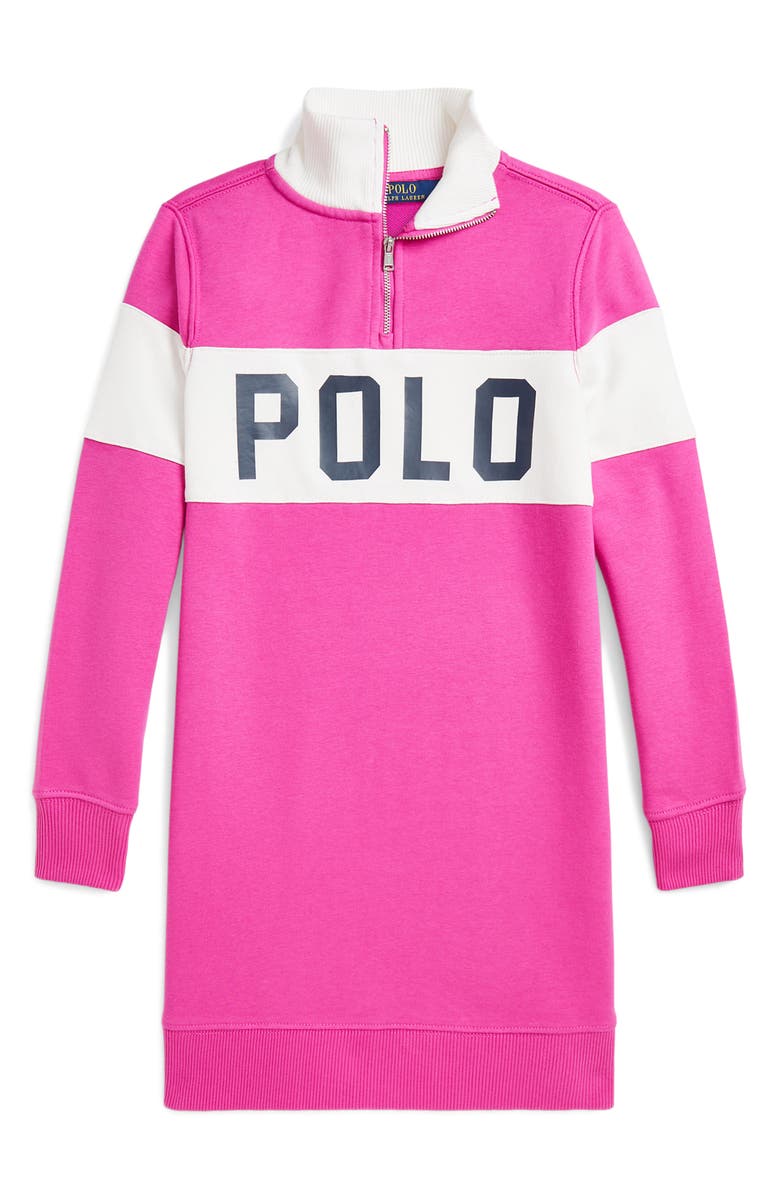 Ralph Lauren Kids' Colorblock Long Sleeve Graphic Sweatshirt Dress, Main, color,