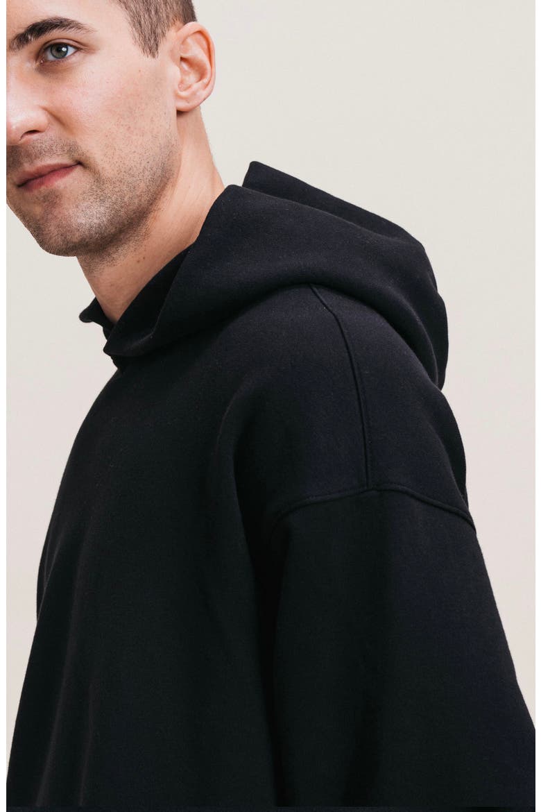 Men's Organic Cotton Teddy Oversized Hoodie, Alternate, color, Black