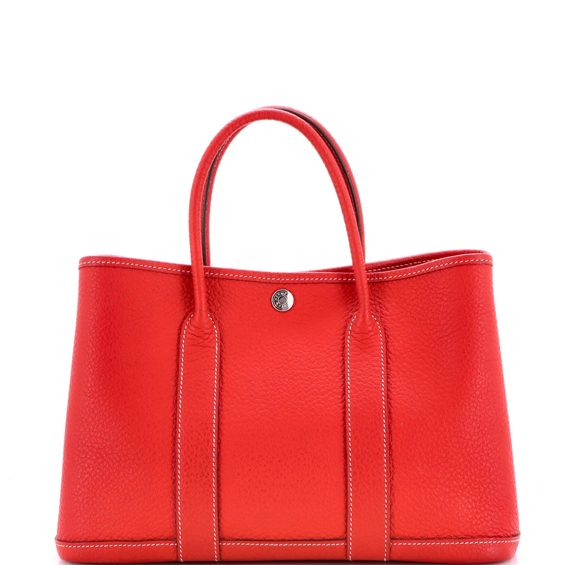 Pre-owned Hermes  Hermes Garden Party Tote Leather 30 In Red