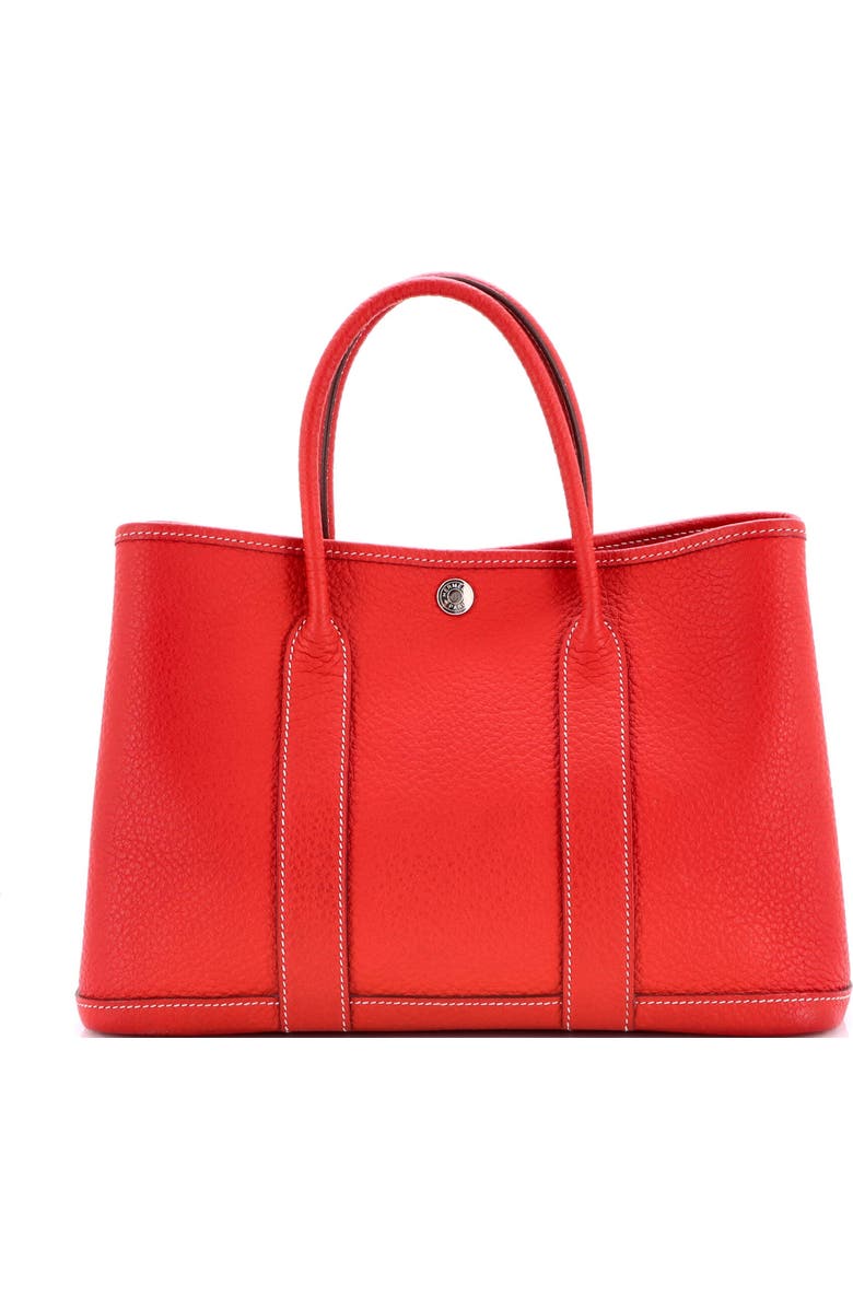 Pre-Owned Hermes Garden Party Tote Leather 30, Main, color, Rouge Casaque