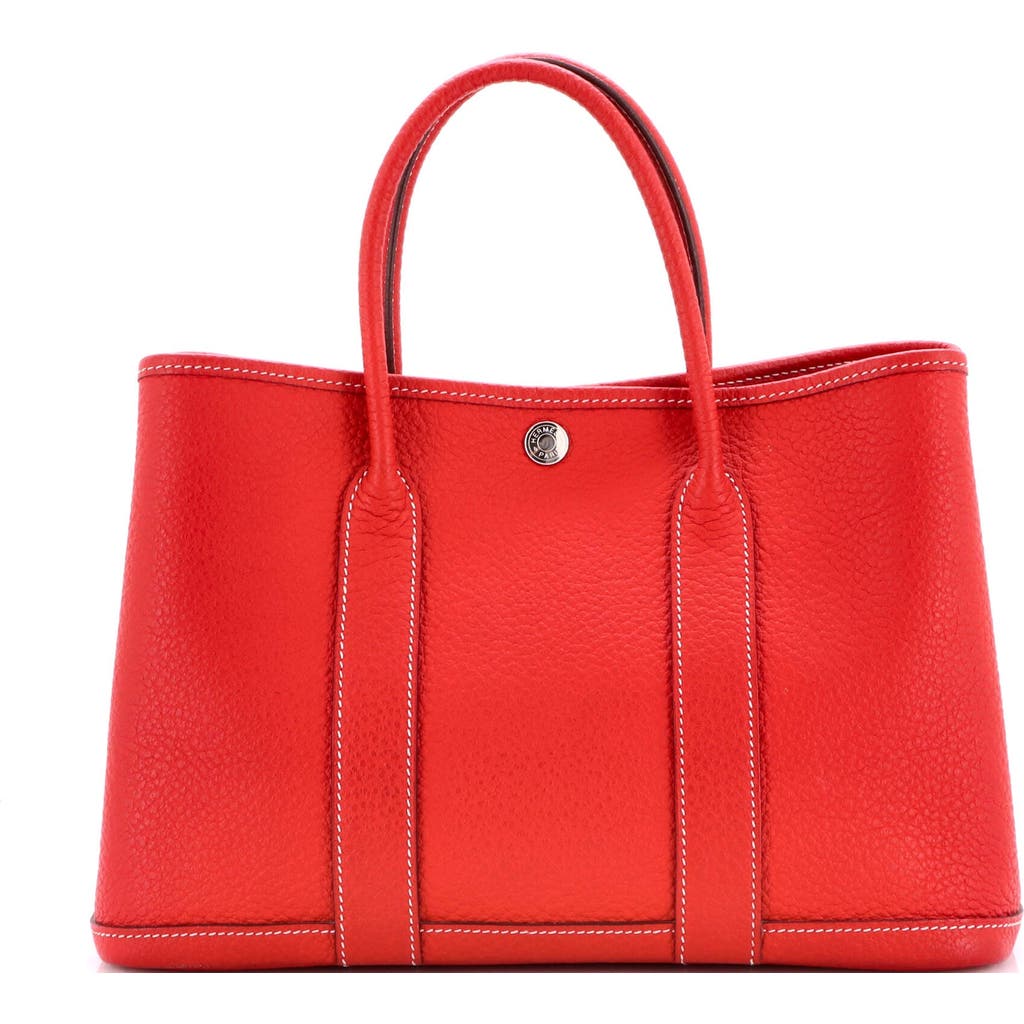 Pre-owned Hermes Hermes Garden Party Tote Leather 30 In Red