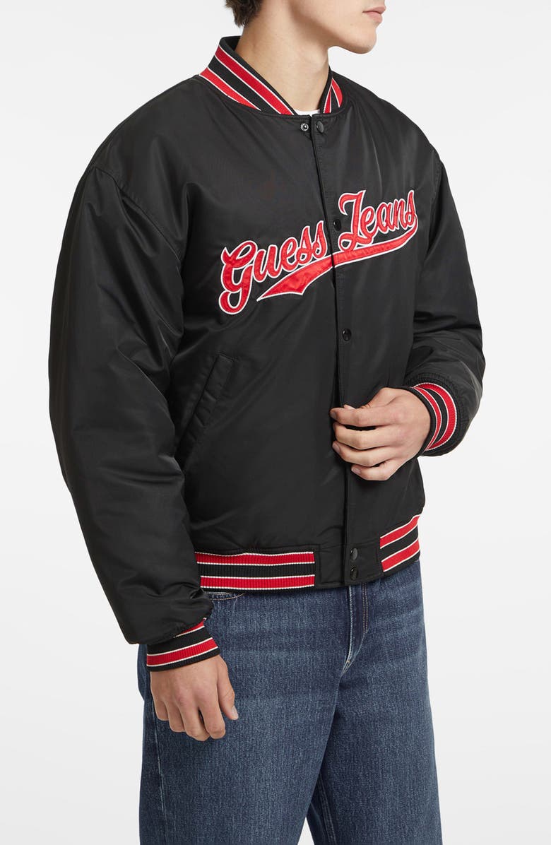 GUESS JEANS GJ Patch Bomber Jacket, Alternate, color, Black