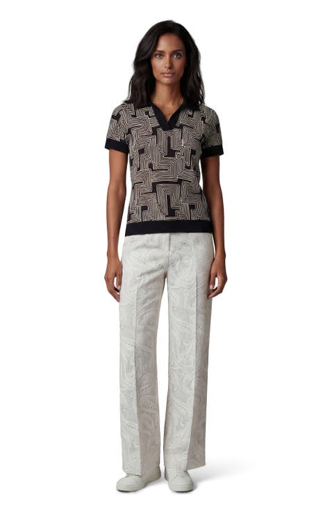 Crochet Paisley Womens Wool Wide-leg Pant