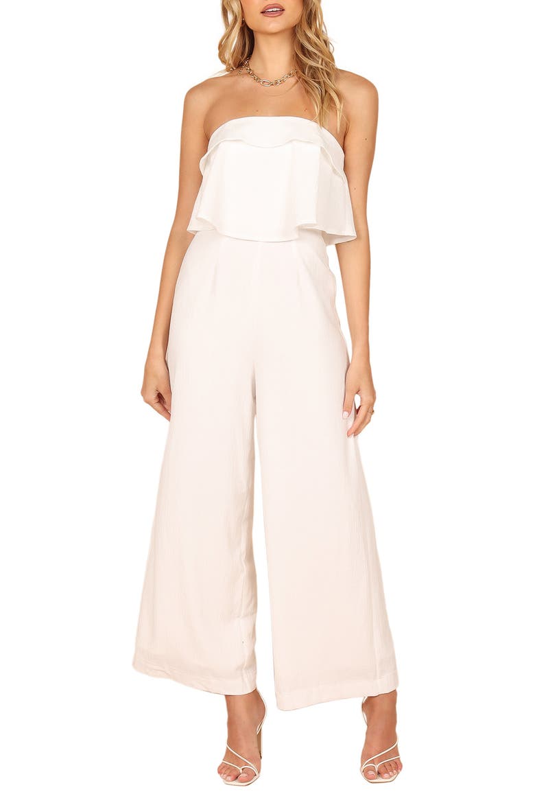 Katia Strapless Wide Leg Jumpsuit, Main, color, WHITE
