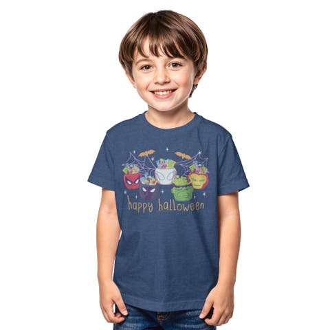 Boys' Happy Halloween Super Heroes Candy Bucket Short Sleeve Graphic T-shirt