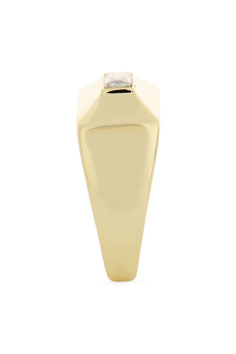 Baguette CZ Signet Ring, Alternate, color, CLEAR/ GOLD