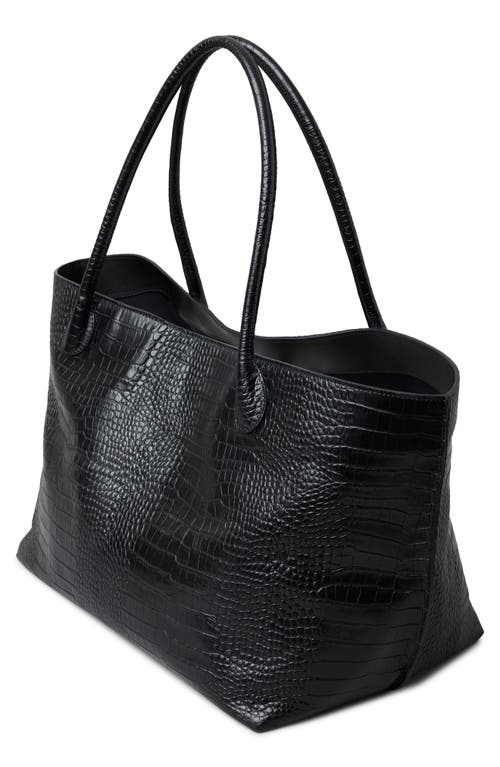 Lie Studio Lié Studio The Eva Croc Embossed Leather Weekend Tote In Black