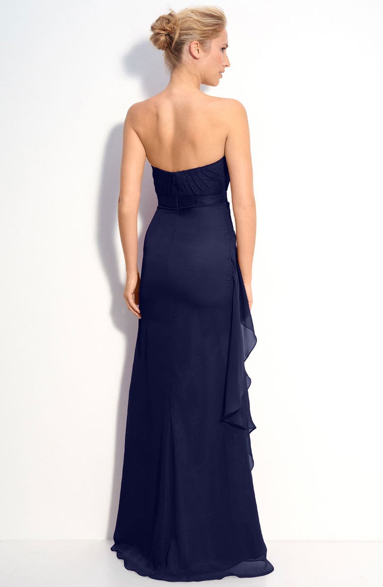 Dalia MacPhee Strapless Ruffle Chiffon Gown, Alternate, color,