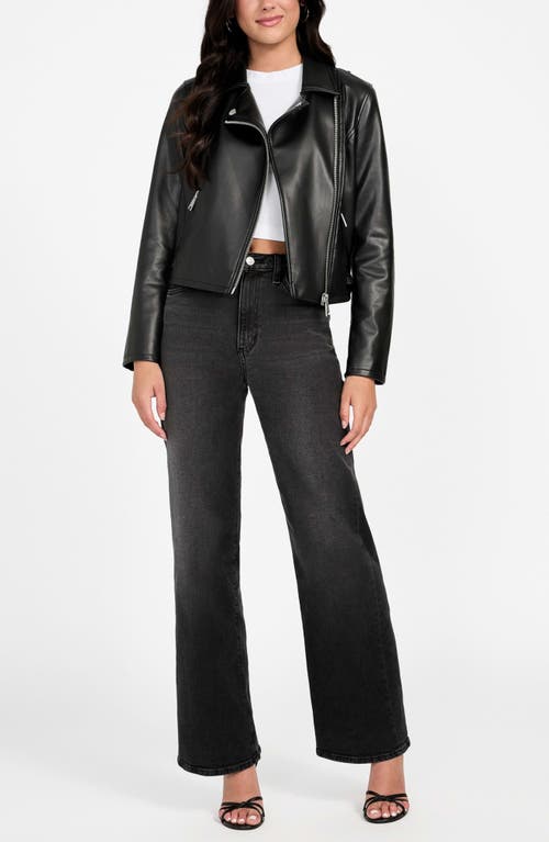 Guess Miko Faux Leather Moto Jacket In Black