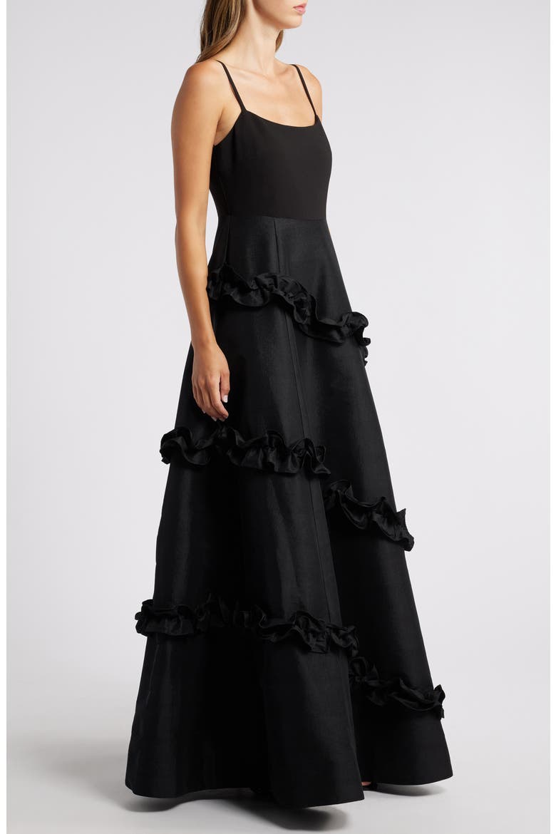 Arissa Ruffle Ballgown, Alternate, color, BLACK