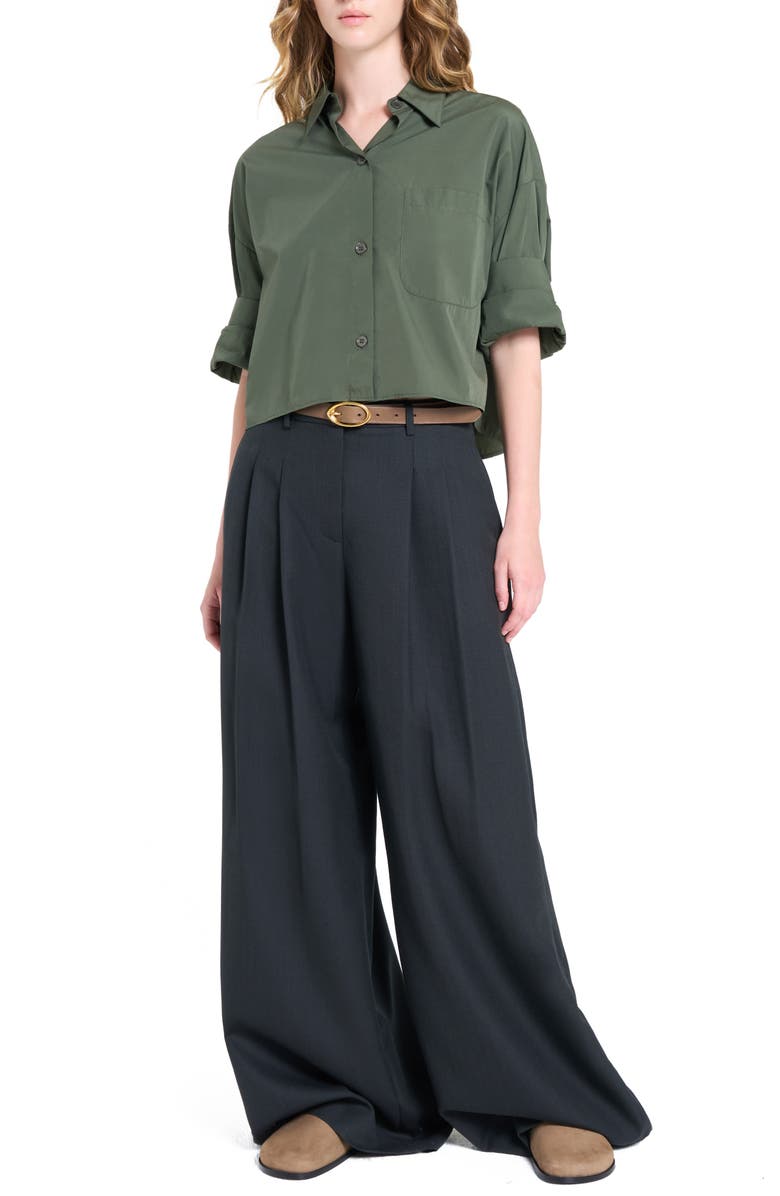 TWP Next Ex Crop Cotton Button-Up Shirt, Alternate, color, Duffle Bag