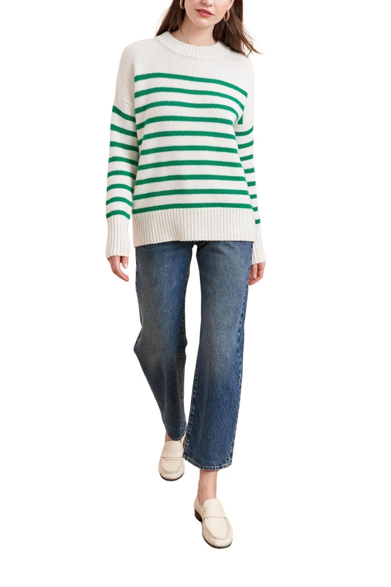 Marin Sweater, Main, color, Cream/Kelly Green